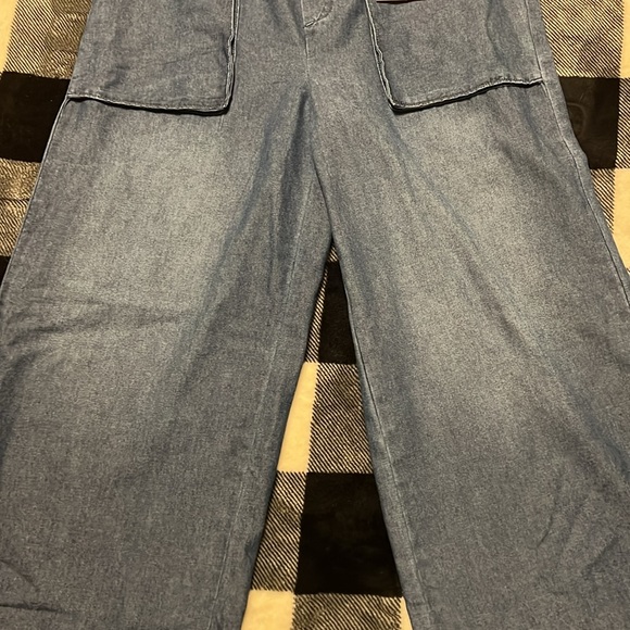 Happily Grey Blue Denim Wide-Leg Pants size 11 (29) NWT - Picture 3 of 10